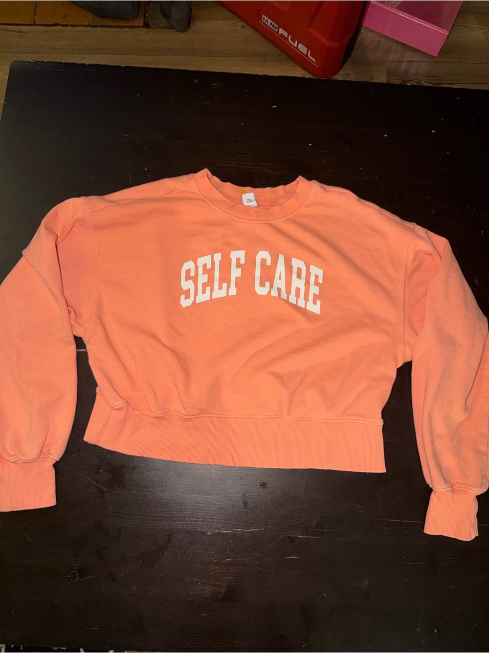 Old Navy Peach 'SELF CARE' Crewneck Sweatshirt